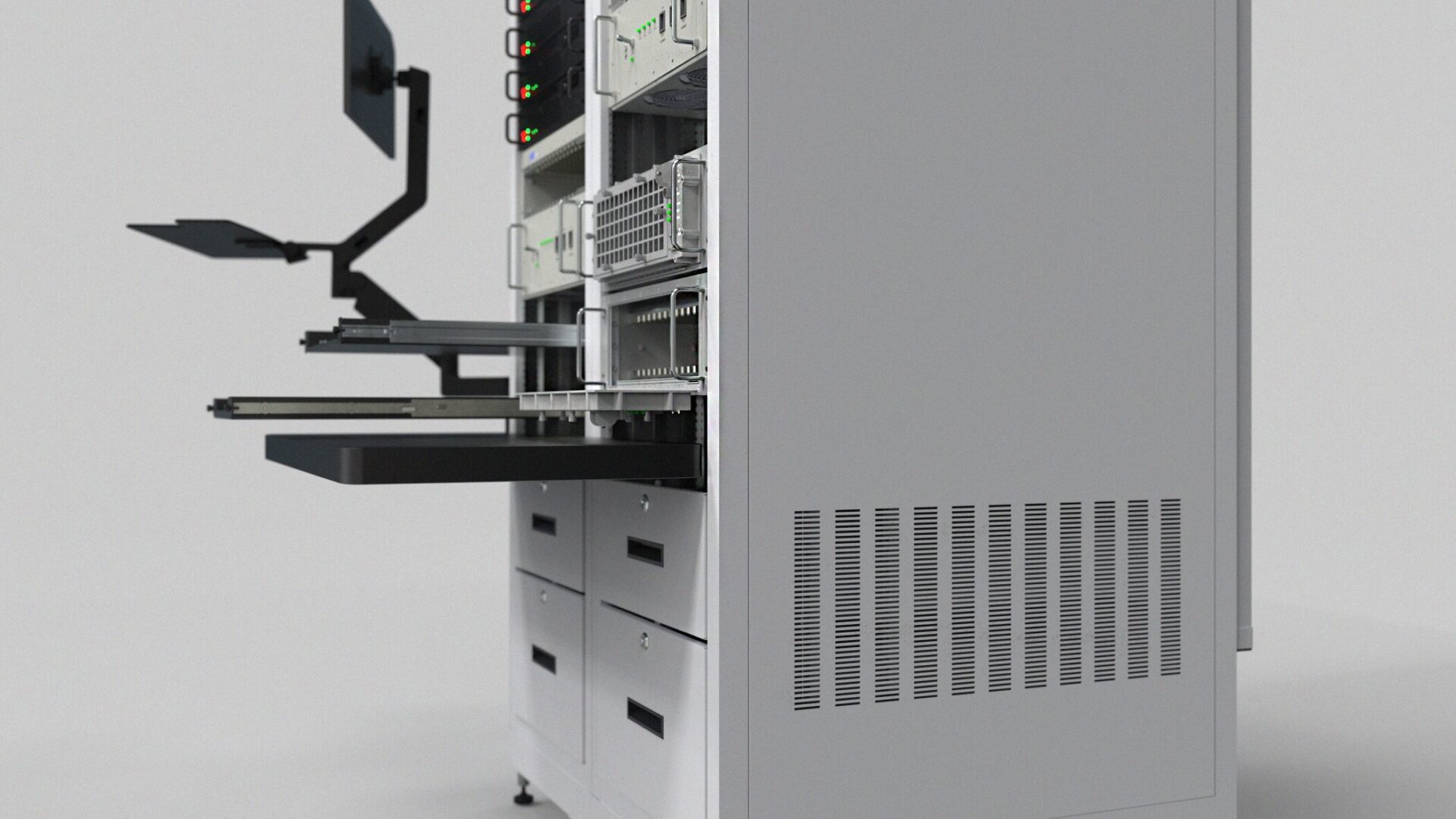 Emcor 10 Series test racks provide modular 19-inch EIA enclosures engineered for lab instrumentation, rugged test stations, and MIL-STD compliant environments.