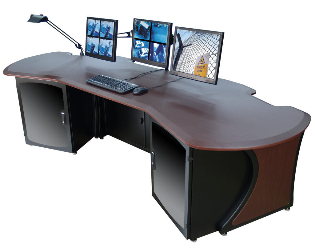 security workstation desk and monitors