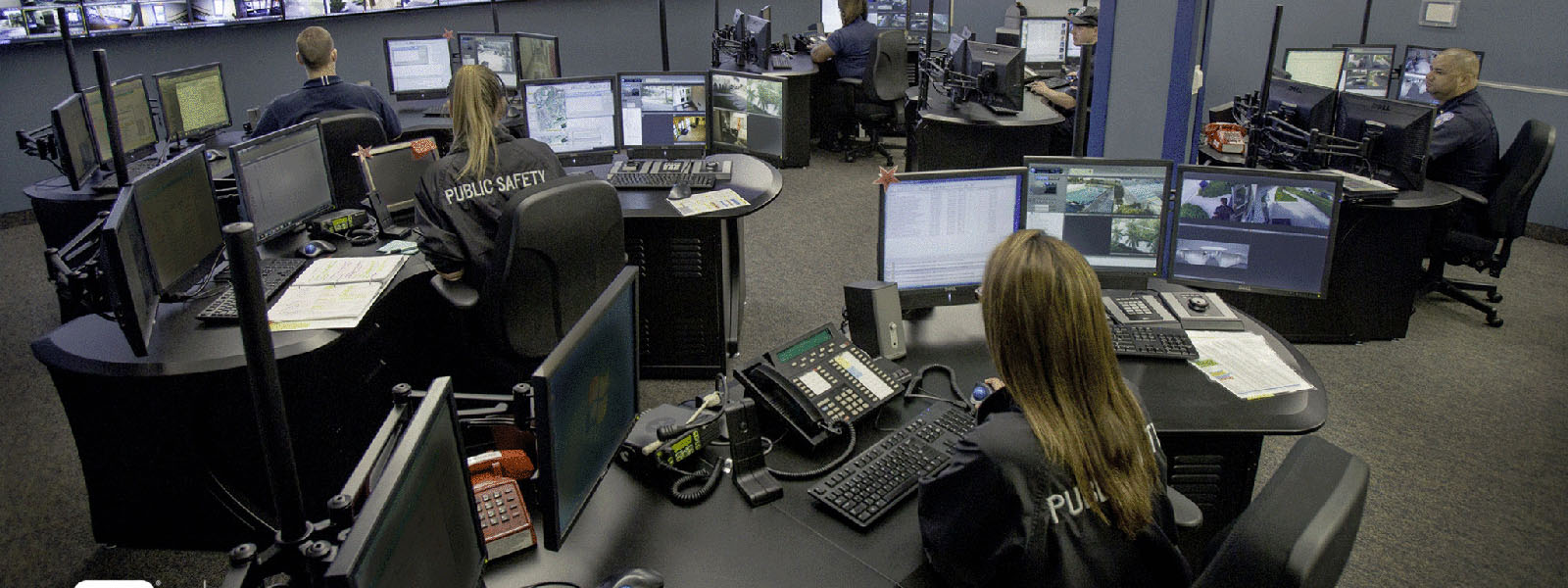 control security room with workstations